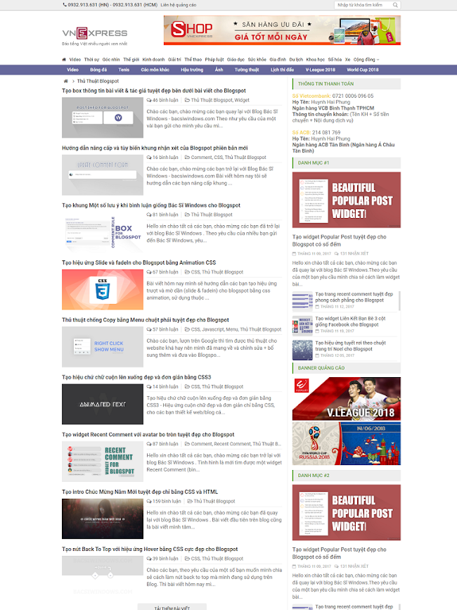 Theme blogspot VnExpress magazine 3.0 chuẩn seo